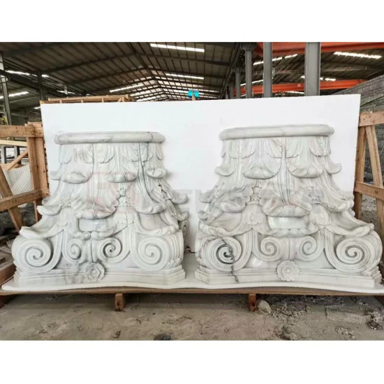 Square Fluted Beige Marble Pillar Round Hollow Columns Beige White Limestone Marble Columns