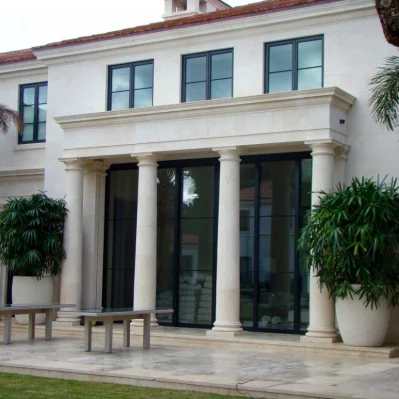 Custom Made Cream Limestone Architectural Stone Doric Column Carving Window Surround