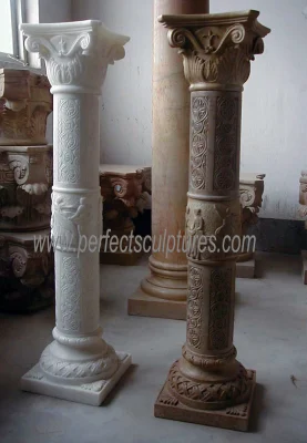 Antique Natural Stone Marble Limestone Columns for Garden Home Decoration (QCM089)